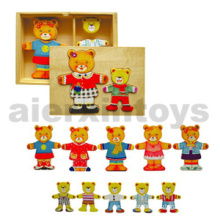 Wooden Dress up Bear (2 bears) (80037)